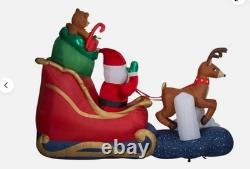 9.5' Animated Waving Santa On A Sleigh WithA Rocking Reindeer Christmas Inflatable