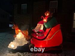 9.5' Animated Waving Santa Sleigh Inflatable Santa & The Reindeer Rocks New