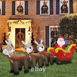 9.5 FT Christmas Inflatable Santa Claus on Sleigh Pulled by Three Reindeers