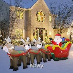 9.5 FT Christmas Inflatable Santa Claus on Sleigh Pulled by Three Reindeers