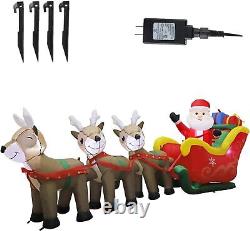 9.5 FT Christmas Inflatable Santa Claus on Sleigh Pulled by Three Reindeers
