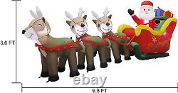 9.5 FT Christmas Inflatable Santa Claus on Sleigh Pulled by Three Reindeers with