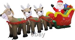 9.5 FT Christmas Inflatable Santa Claus on Sleigh Pulled by Three Reindeers with