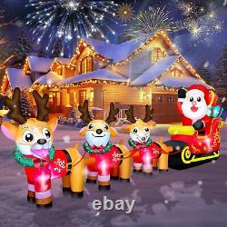 9.8FT Christmas Inflatable Santa Sleigh and Three Reindeer Outdoor Decoration