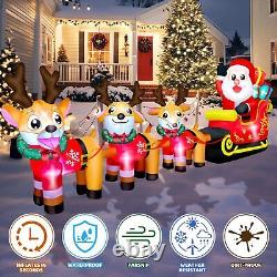 9.8FT Christmas Inflatable Santa Sleigh and Three Reindeer Outdoor Decoration