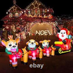 9.8FT Christmas Inflatable Santa Sleigh and Three Reindeer Outdoor Decoration