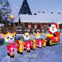 9.8FT Christmas Inflatable Santa Sleigh and Three Reindeer Outdoor Decoration