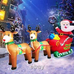 9 FT Christmas Inflatable Reindeer Sleigh Santa, Outdoor Christmas Decorations, C