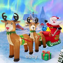 9 FT Christmas Inflatable Reindeer Sleigh Santa, Outdoor Christmas Decorations, C