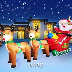 9 FT Christmas Inflatable Reindeer Sleigh Santa, Outdoor Christmas Decorations, C