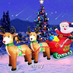 9 FT Christmas Inflatable Reindeer Sleigh Santa, Outdoor Christmas Decorations, C