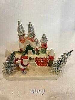 9 Vintage Plastic & Blow mold Santa Sleigh winter Christmas table mantle decor