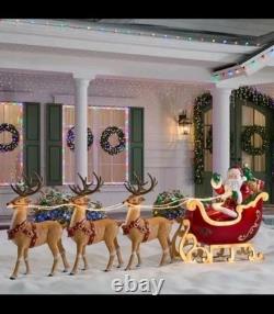 9 ft. Giant-Sized LED Santa's Sleigh with Reindeer Holiday Yard Decoration Y9