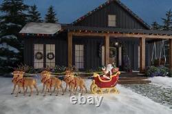 9 ft Giant-Sized LED Santa's Sleigh with Reindeer NEW IN BOX