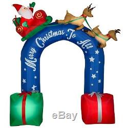 9ft Lighted Inflatable Sleigh Ride Archway Merry Christmas To All Santa Reindeer