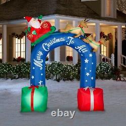 9ft Lighted Inflatable Sleigh Ride Archway Merry Christmas To All Santa Reindeer