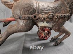 ANTIQUE 1906 Santa Sleigh Reindeer Cast Iron Vintage Christmas RARE