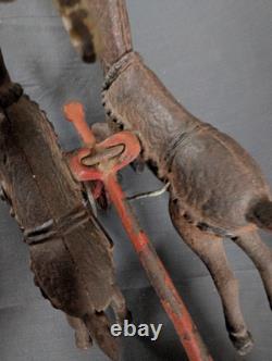 ANTIQUE 1906 Santa Sleigh Reindeer Cast Iron Vintage Christmas RARE