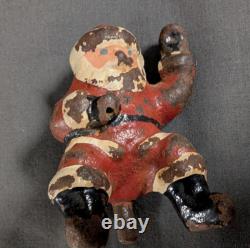 ANTIQUE 1906 Santa Sleigh Reindeer Cast Iron Vintage Christmas RARE