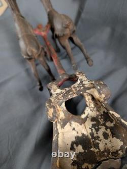 ANTIQUE 1906 Santa Sleigh Reindeer Cast Iron Vintage Christmas RARE