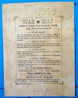 ANTIQUE SANTA SLEIGH & REINDEER LITHO AD FOR STAR SOAP SCHULTZ & Co ZANESVILLE