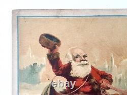 ANTIQUE SANTA SLEIGH & REINDEER LITHO AD FOR STAR SOAP SCHULTZ & Co ZANESVILLE