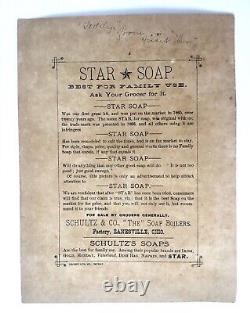 ANTIQUE SANTA SLEIGH & REINDEER LITHO AD FOR STAR SOAP SCHULTZ & Co ZANESVILLE
