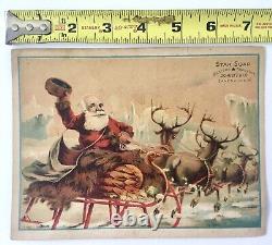 ANTIQUE SANTA SLEIGH & REINDEER LITHO AD FOR STAR SOAP SCHULTZ & Co ZANESVILLE