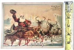ANTIQUE SANTA SLEIGH & REINDEER LITHO AD FOR STAR SOAP SCHULTZ & Co ZANESVILLE