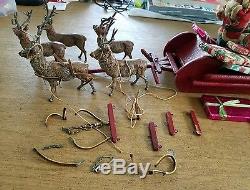 Antique Vintage Santa, Sleigh, Reindeer, Gifts Japan Christmas