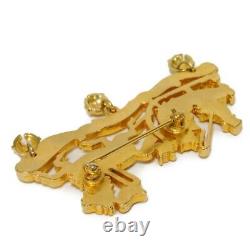 AUTHENTIC HERMES Santa Claus Brooch Reindeer Sleigh Bell Vintage Clear Ora