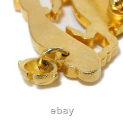 AUTHENTIC HERMES Santa Claus Brooch Reindeer Sleigh Bell Vintage Clear Ora