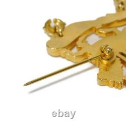 AUTHENTIC HERMES Santa Claus Brooch Reindeer Sleigh Bell Vintage Clear Ora