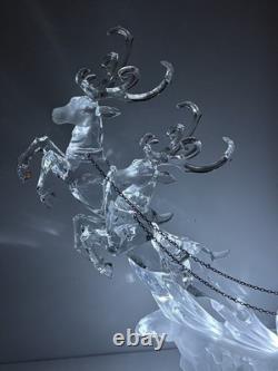 Acrylic Ice Roman Santa Sleigh Figurine & Flying Reindeer 18 Lighted HTF