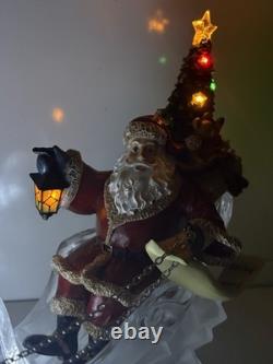 Acrylic Ice Roman Santa Sleigh Figurine & Flying Reindeer 18 Lighted HTF