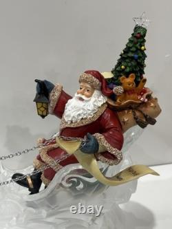 Acrylic Ice Roman Santa Sleigh Figurine & Flying Reindeer 18 Lighted HTF