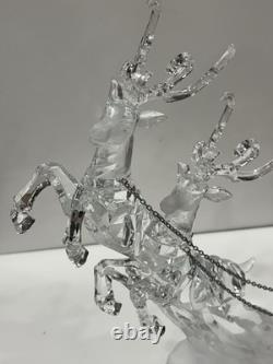 Acrylic Ice Roman Santa Sleigh Figurine & Flying Reindeer 18 Lighted HTF