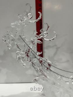 Acrylic Ice Roman Santa Sleigh Figurine & Flying Reindeer 18 Lighted HTF