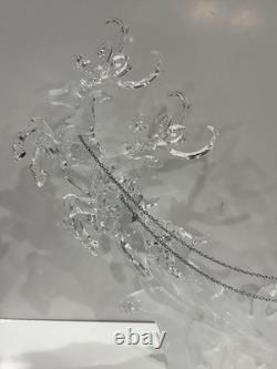 Acrylic Ice Roman Santa Sleigh Figurine & Flying Reindeer 18 Lighted HTF