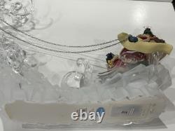 Acrylic Ice Roman Santa Sleigh Figurine & Flying Reindeer 18 Lighted HTF