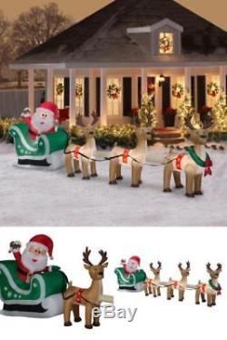 Airblown Inflatable-Santa Sleigh Reindeer Scene 12.5ft wide Xmas Outdoor Decor