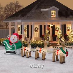 Airblown Inflatable-Santa Sleigh and Reindeer Scene 12.5ft wide by Gemmy
