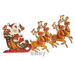 Alcove Lighted Holographic Santa & Sleigh with Reindeer Christmas Yard Art Decor