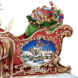 Almost Christmas Thomas Kinkade Santa Sleigh and Reindeer Figurine