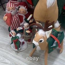 Analee dolls Santa & Mrs Claus with reindeer & sled Made In USA