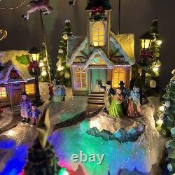Animated Mountain Train Christmas Village Santa Sleigh Reindeer Music 17 See