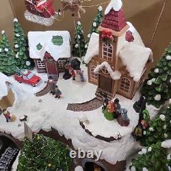 Animated Mountain Train Christmas Village Santa Sleigh Reindeer Musical 17 DGW