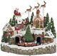 Animated Mountain Train Christmas Village Santa Sleigh Reindeer Musical 17 New