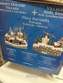 Animated Mountain Train Christmas Village Santa Sleigh Reindeer Musical 17 NEW