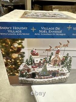 Animated Mountain Train Christmas Village Santa Sleigh Reindeer Musical 17 NEW